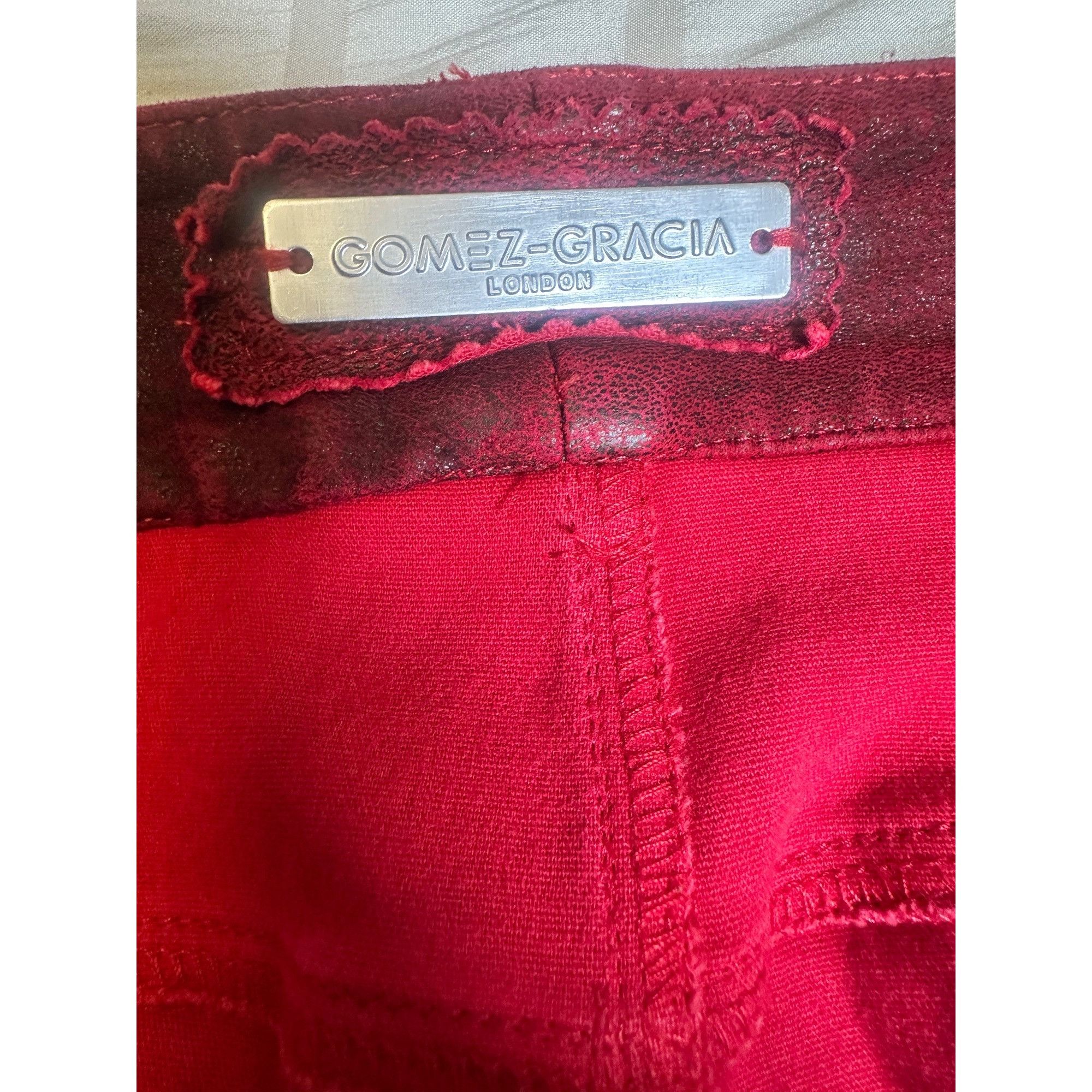 Other Gomez-Gracia London Unique Red Leather Pants, US8/UK14 Size 30" / US 8 / IT 44 - 6 Thumbnail