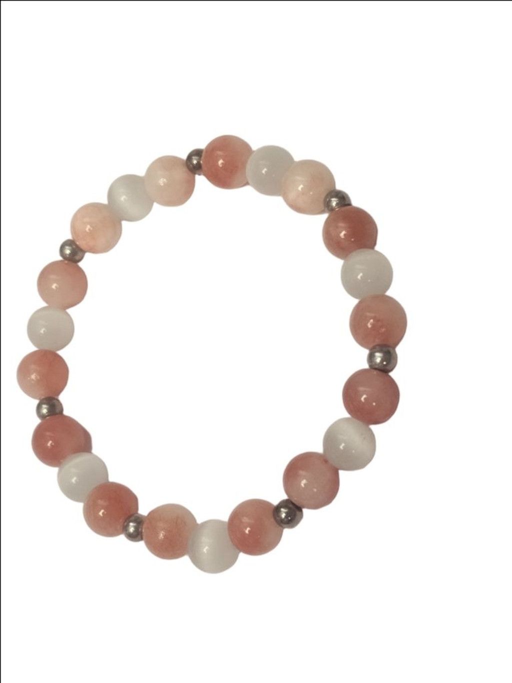 Handmade Natural Pink & White Persian Chalcedony & Selenite Gemstone Size ONE SIZE - 3 Thumbnail
