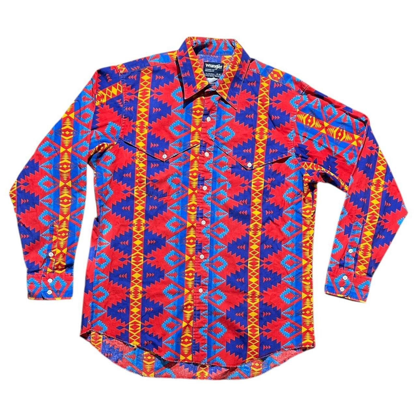 Wrangler Vintage Wrangler Western Cowboy Red Aztec Longsleeve Shirt Size US XL / EU 56 / 4 - 1 Thumbnail