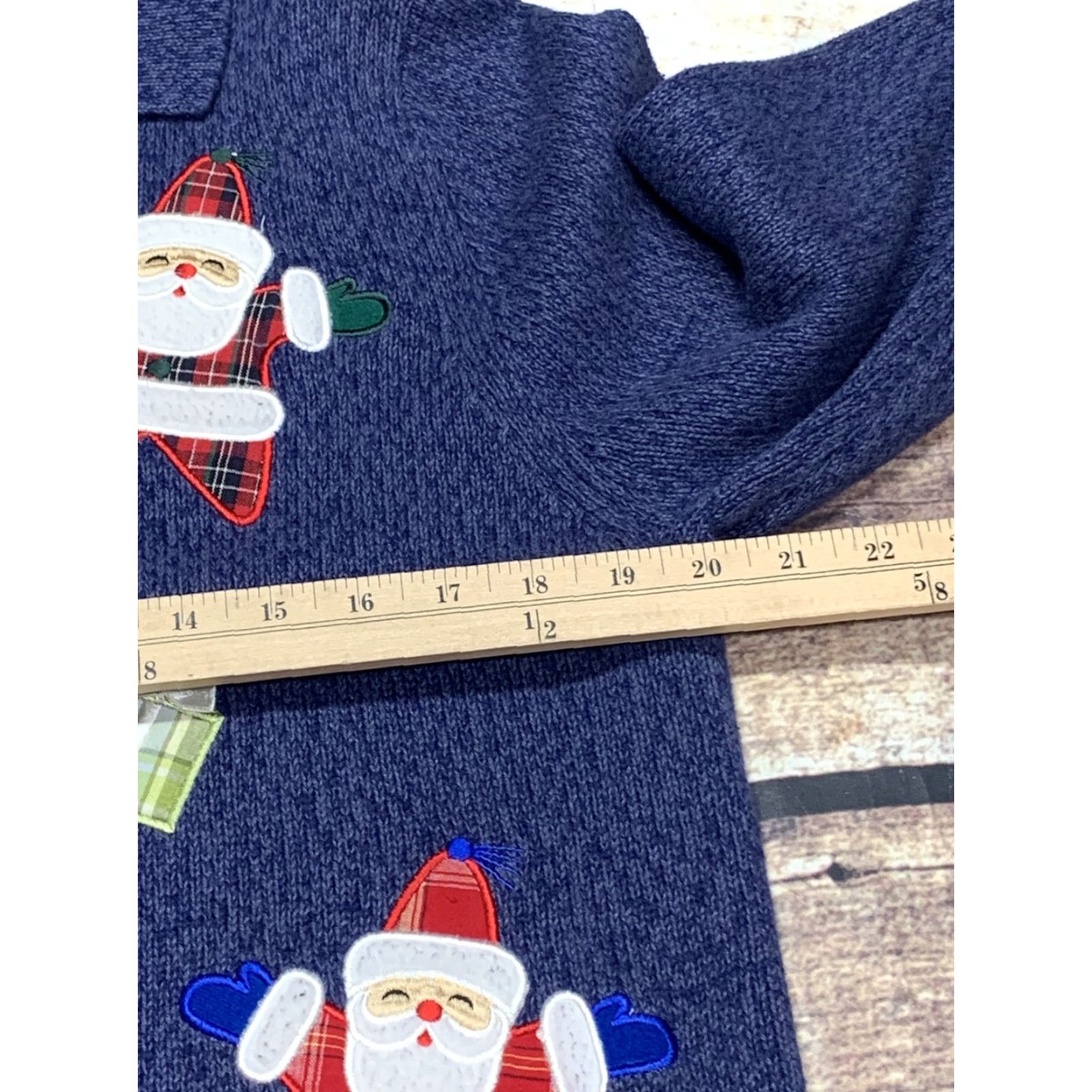 Vintage Dressbarn Ugly Christmas Sweater Cardigan Womens Large Blue Santa Claus Presents Holiday Knit Dress/Plus Size Mens? Size L / US 10 / IT 46 - 3 Thumbnail