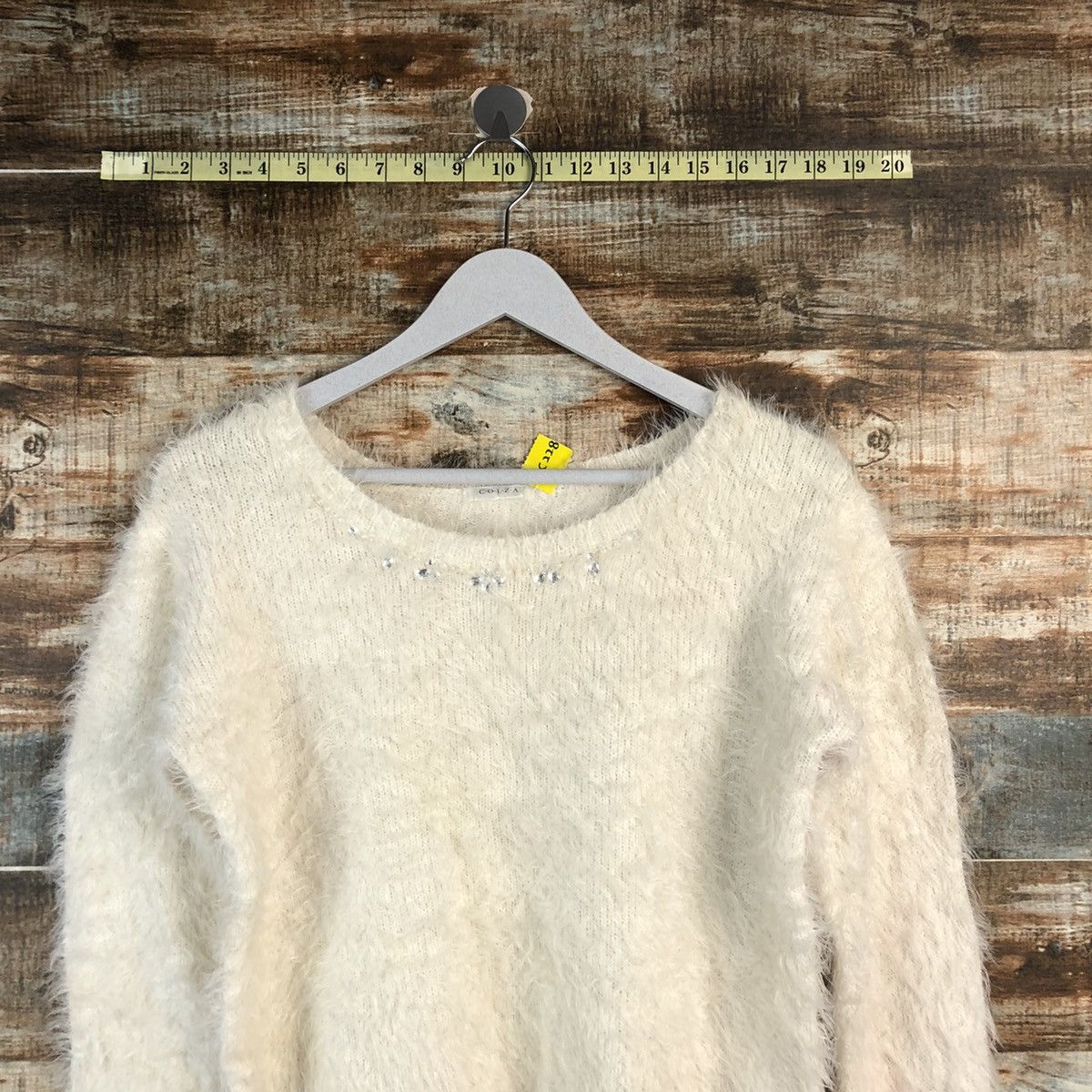 Homespun Knitwear × Japanese Brand DLL Colza White mohair shaggy fur Knitwear #C228 Size S / US 4 / IT 40 - 2 Thumbnail