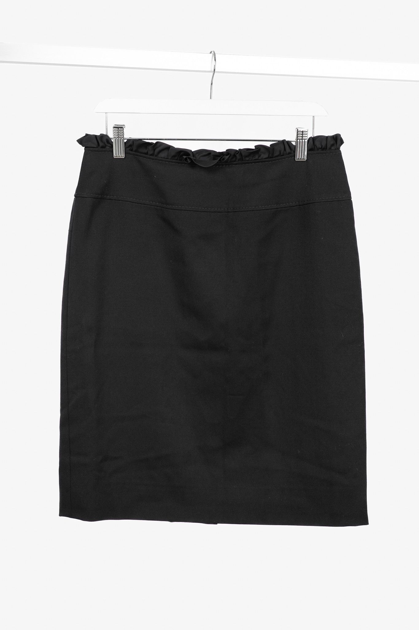 Valentino Valentino Black Wool Ruffle-Waist Pencil Skirt Size 30" / US 8 / IT 44 - 1 Thumbnail
