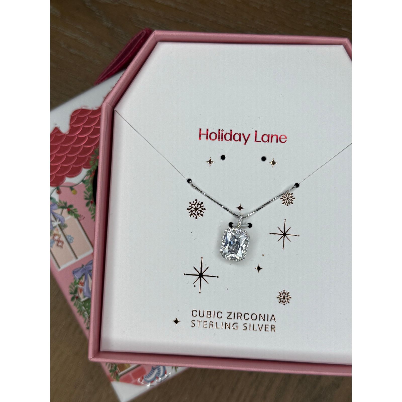 Macys Holiday Lane CZ Sterling Silver Necklace Boxed Sets Size ONE SIZE - 2 Thumbnail