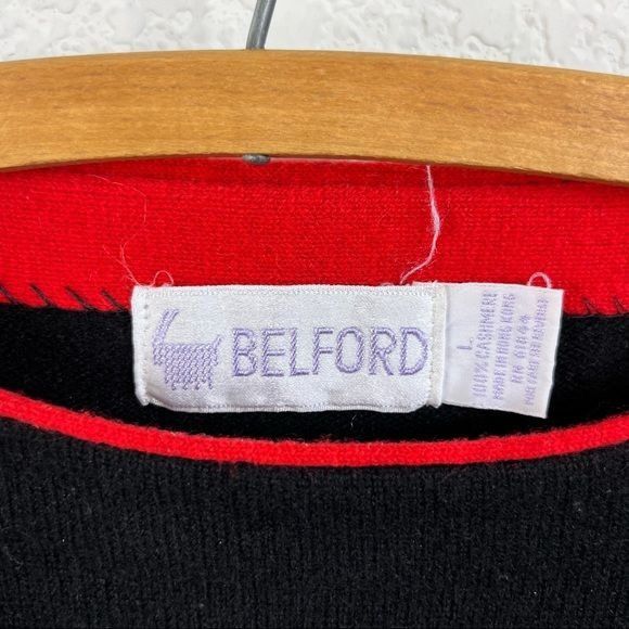 Vintage Belford Cashmere Argyle Boat Neck Sweater Size L / US 10 / IT 46 - 4 Thumbnail