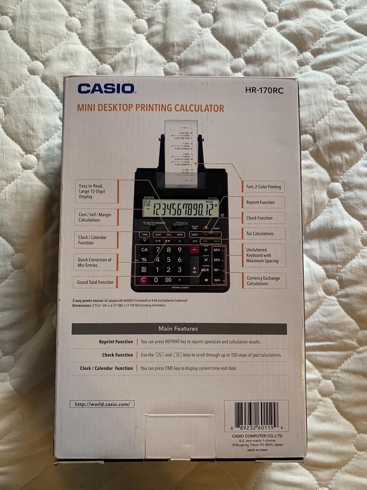 Casio Casio HR-170RC Mini Desktop Printing Calculator Brand New Size ONE SIZE - 2 Thumbnail