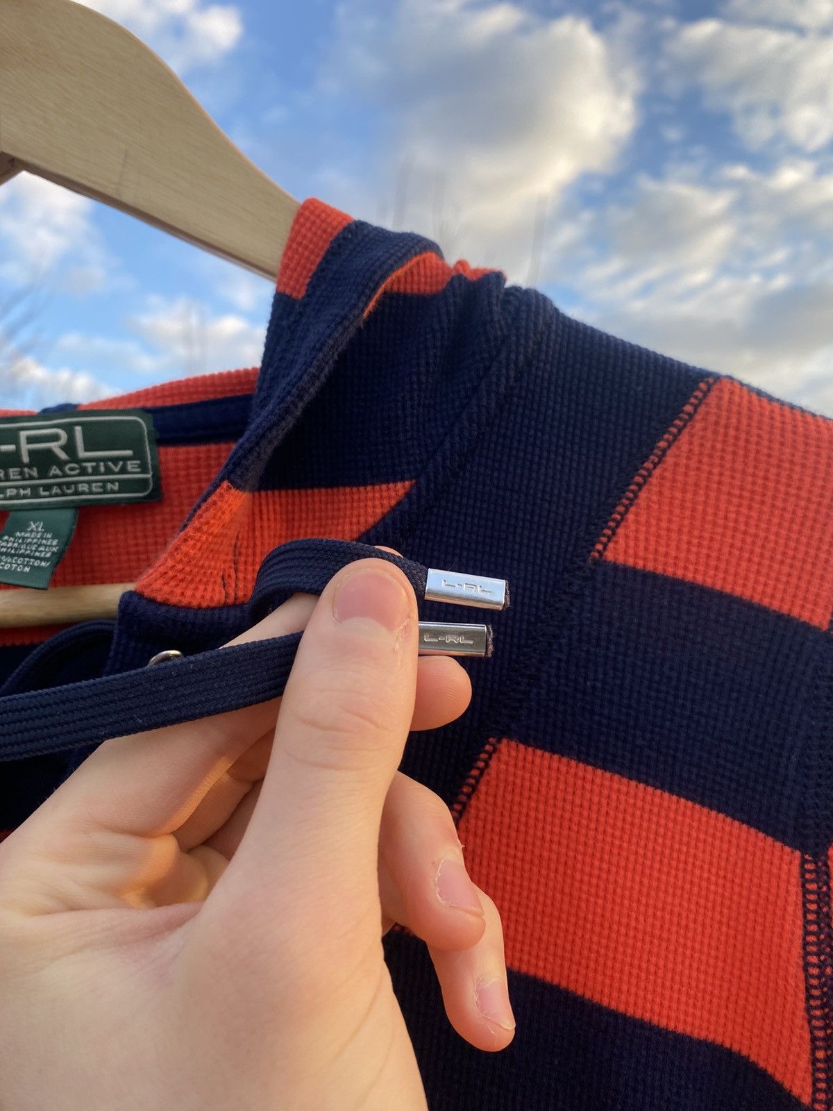 Polo Ralph Lauren × RLX Ralph Lauren × Vintage Vintage Ralph Lauren striped lace-up hoodie Y2K sweater Size XL / US 12-14 / IT 48-50 - 7 Thumbnail