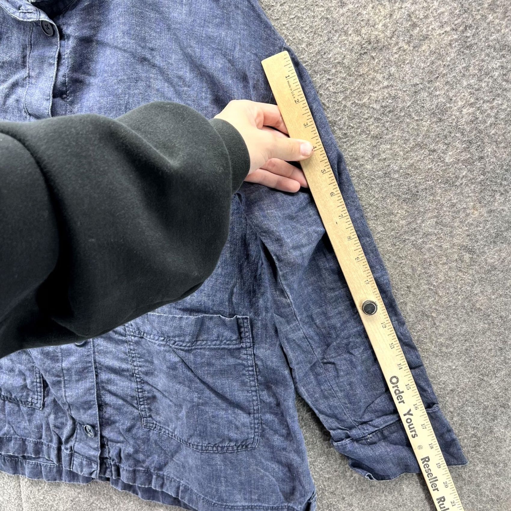 Eileen Fisher Eileen Fisher Jacket Womens S Blue Organic Linen Button Front Pockets Topper Size S / US 4 / IT 40 - 7 Thumbnail