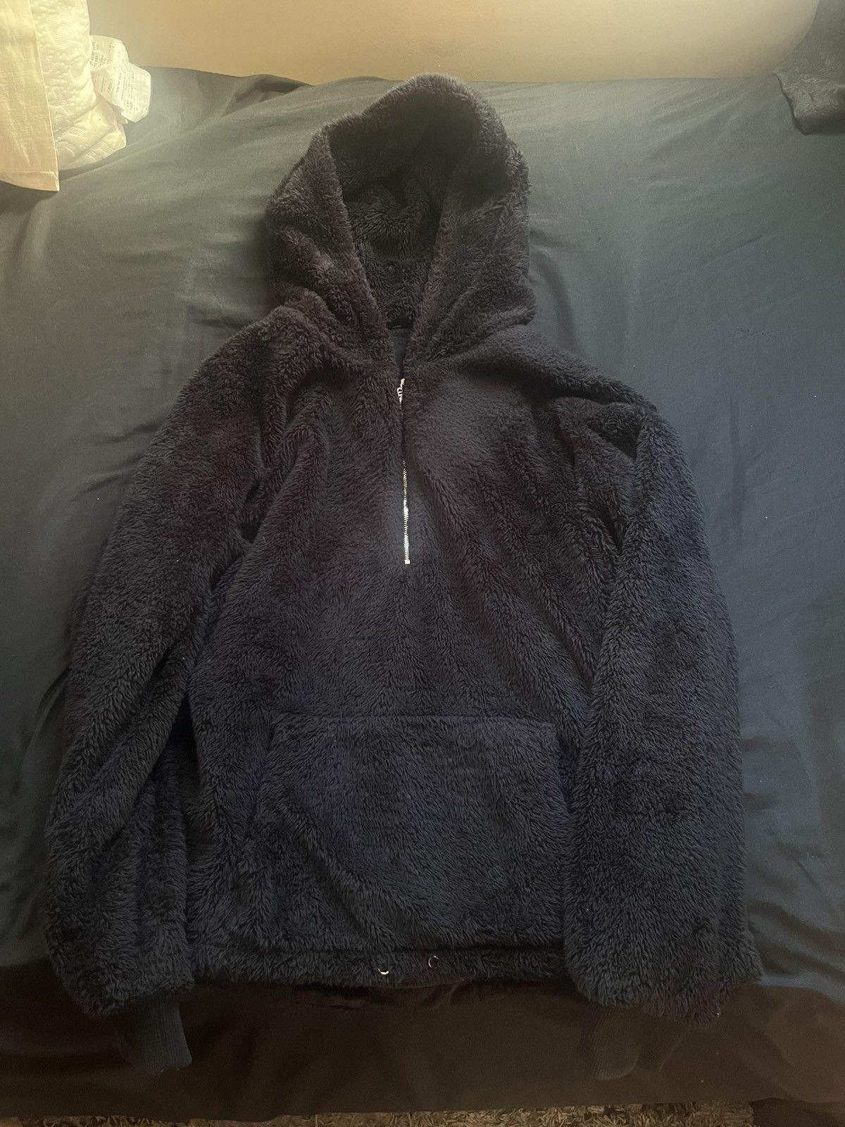 Other Black Furry Sherpa Quarter Zip Fleece Hoodie Size US M / EU 48-50 / 2 - 3 Thumbnail