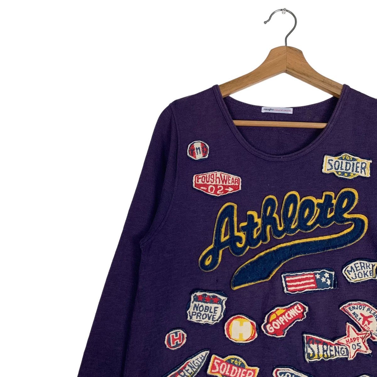 Vintage 96 ROUGH Athlete Patches Logo Pullover Sweater #0690-C32 Size US S / EU 44-46 / 1 - 6 Thumbnail