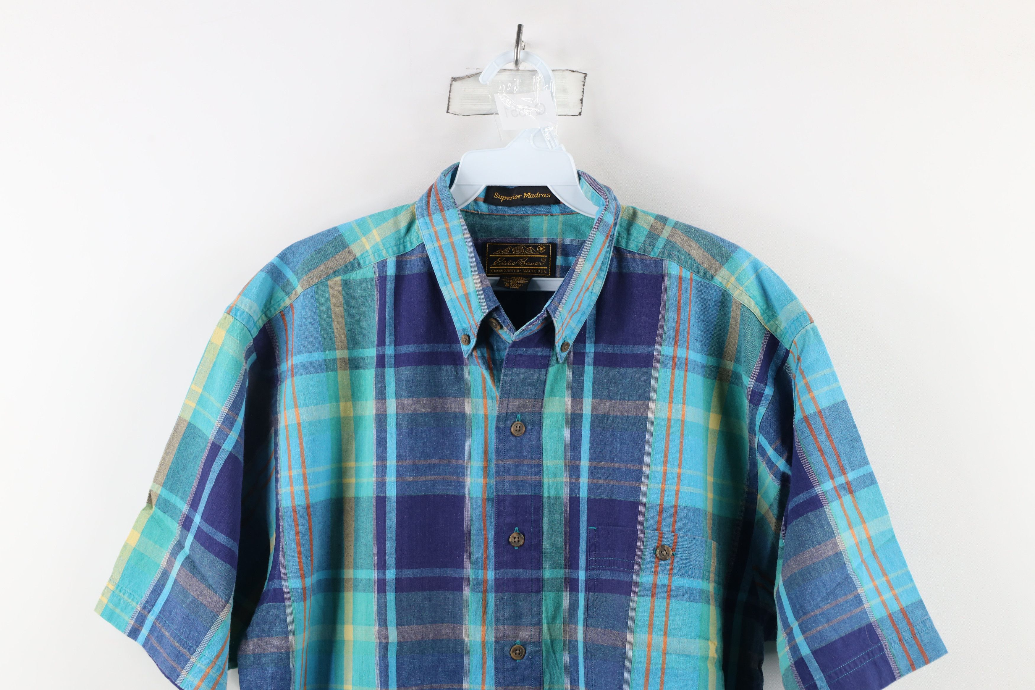 Eddie Bauer × Vintage Vintage 90s Eddie Bauer Madras Plaid Button Down Shirt Size US M / EU 48-50 / 2 - 2 Thumbnail