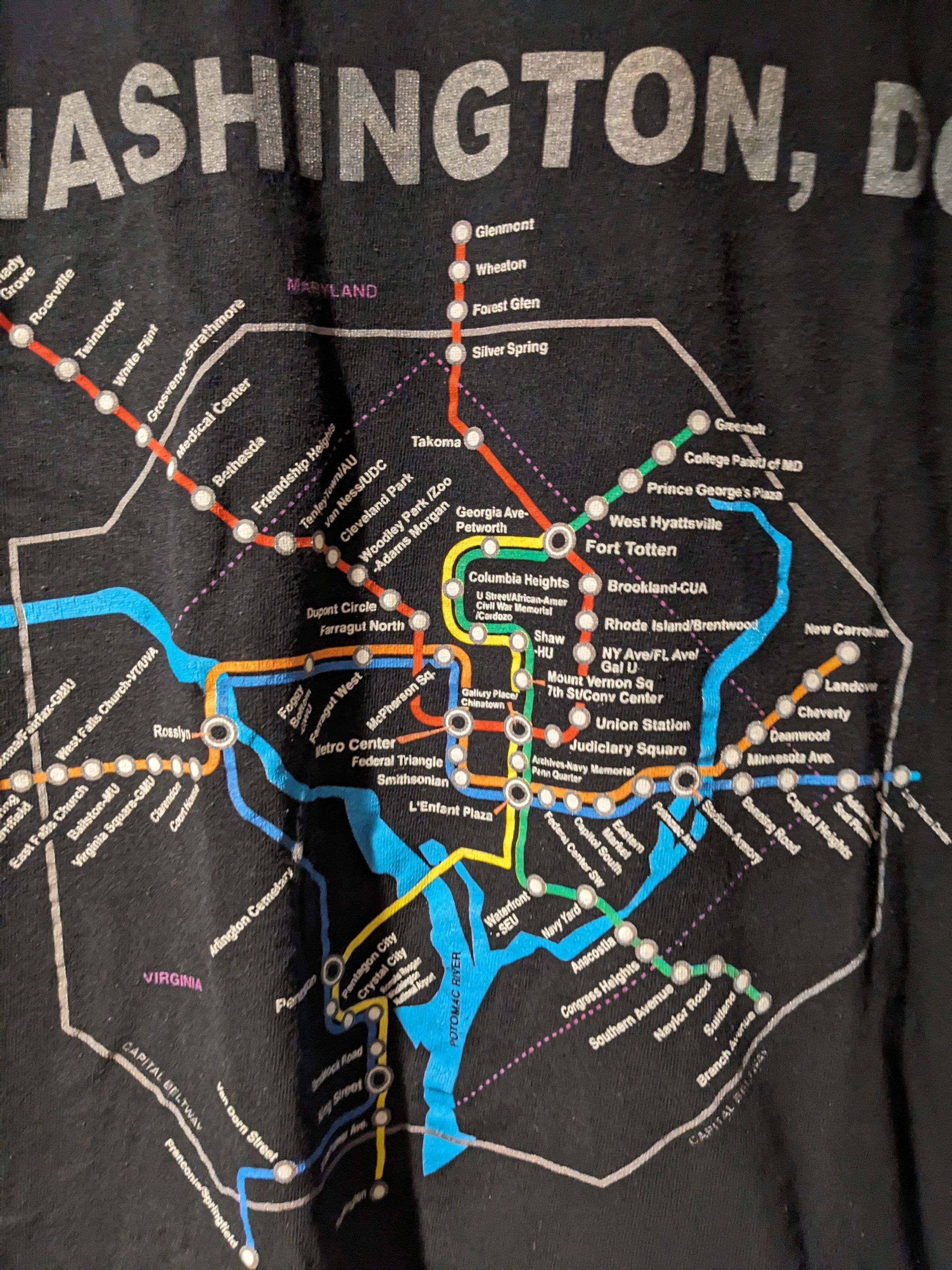 Anvil × Vintage Vintage Y2K Washington D.C. Map City Black X-Large T-Shirt Size US XL / EU 56 / 4 - 2 Thumbnail