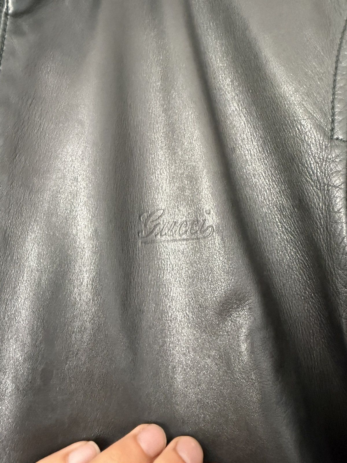 Gucci Green Leather Bomber Jacket with Ribbed Trim Size US M / EU 48-50 / 2 - 5 Thumbnail