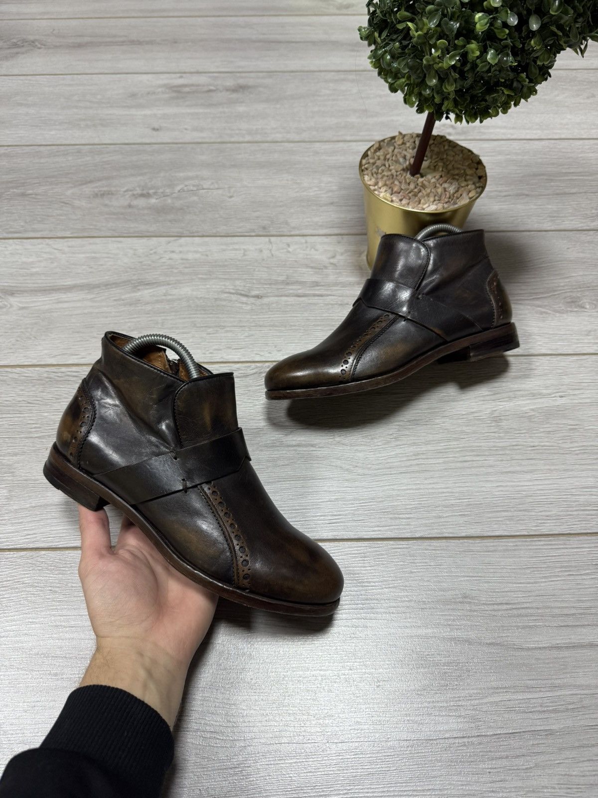 Pantanetti Pantanetti Avant Garde Leather Platform Boots Size US 7.5 / IT 37.5 - 1 Thumbnail