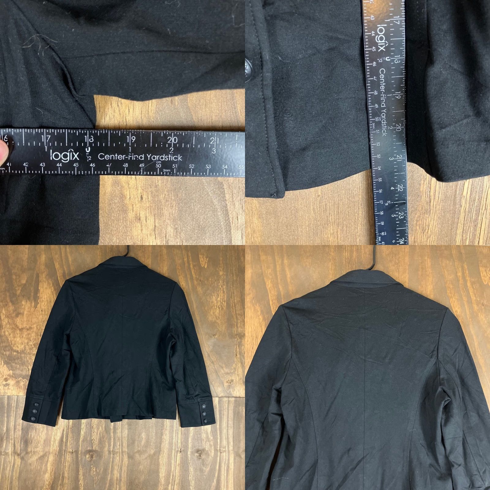 Vintage CAbi Blazer Black Cropped Double Breasted Rayon Stretch Medium Jacket/Coat Size M / US 6-8 / IT 42-44 - 8 Thumbnail