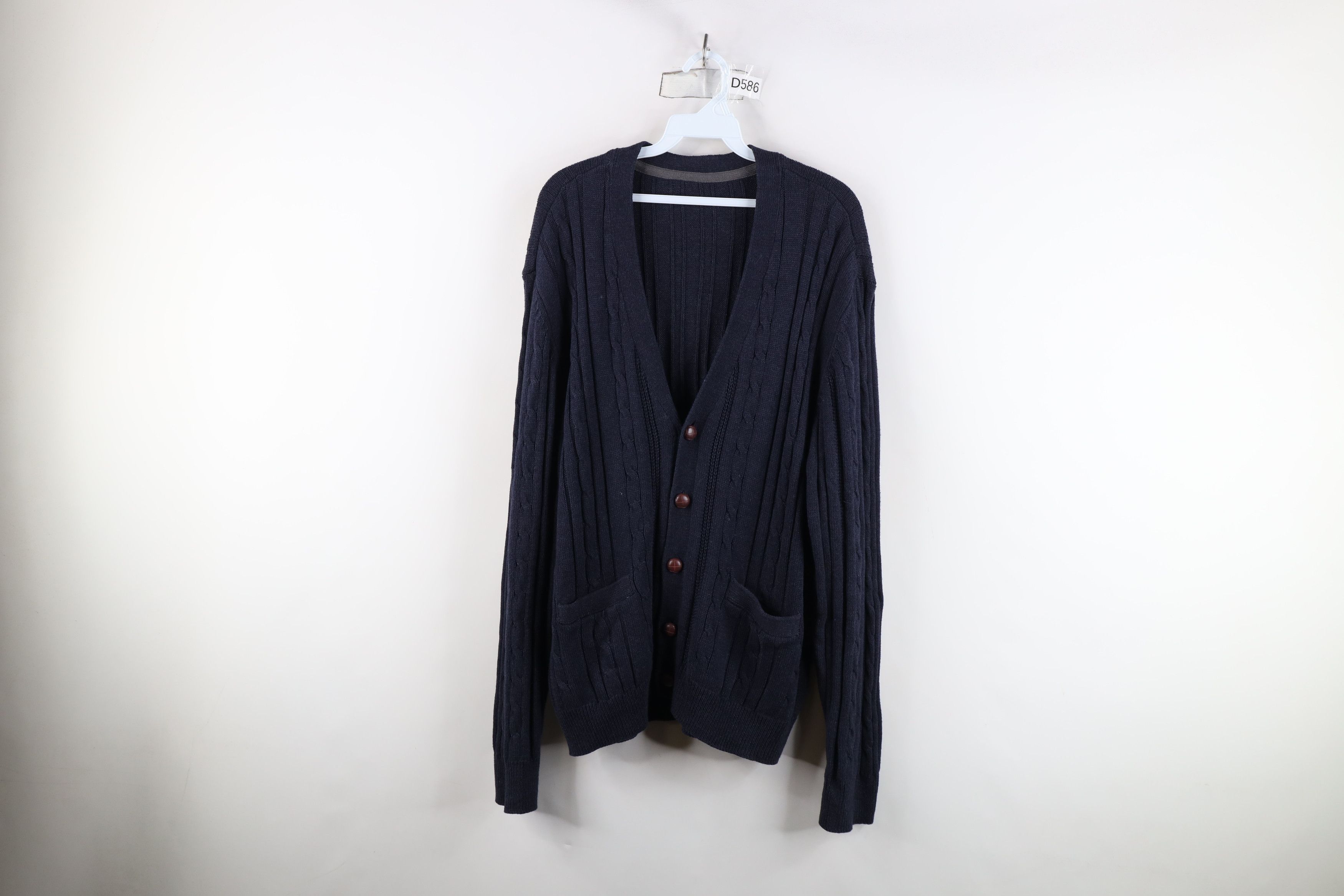 Vintage Vintage 90s Streetwear Chunky Cable Knit Cardigan Sweater Size US XL / EU 56 / 4 - 1 Thumbnail