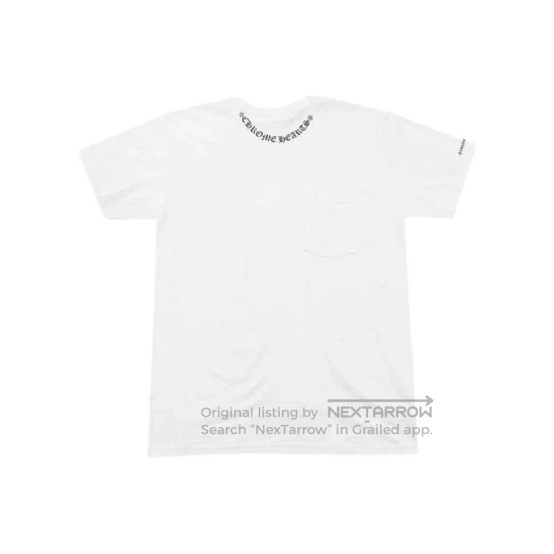 CHROME HEARTS Size XL White neckline logo short sleeve