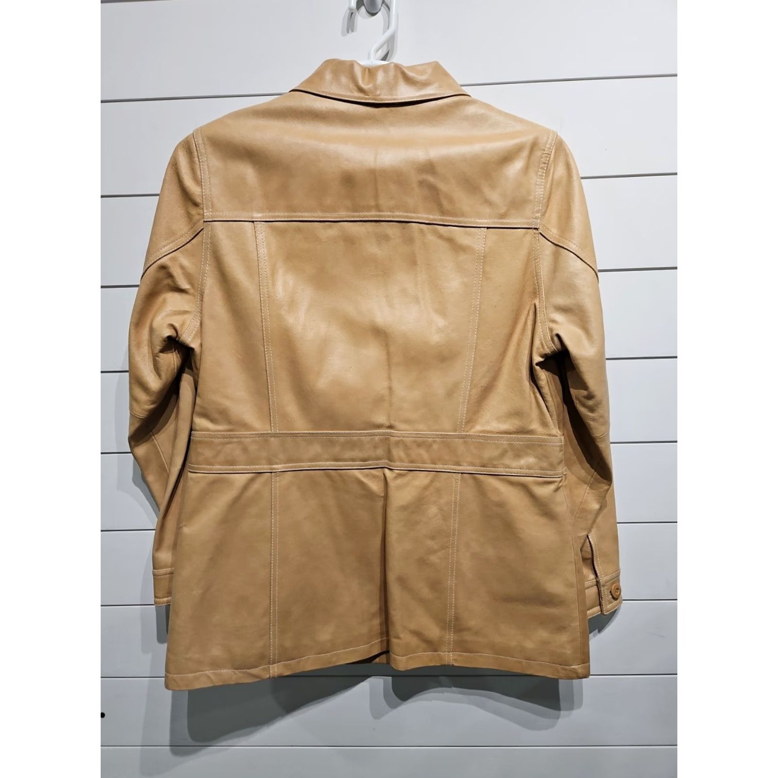 Vintage VINTAGE Wilsons Leather Trench Coat Womens XL Beige Leather Lined Long Button 30" Fall Spring Summer Winter Vintage/Coat/Trench Size XL / US 12-14 / IT 48-50 - 2 Thumbnail