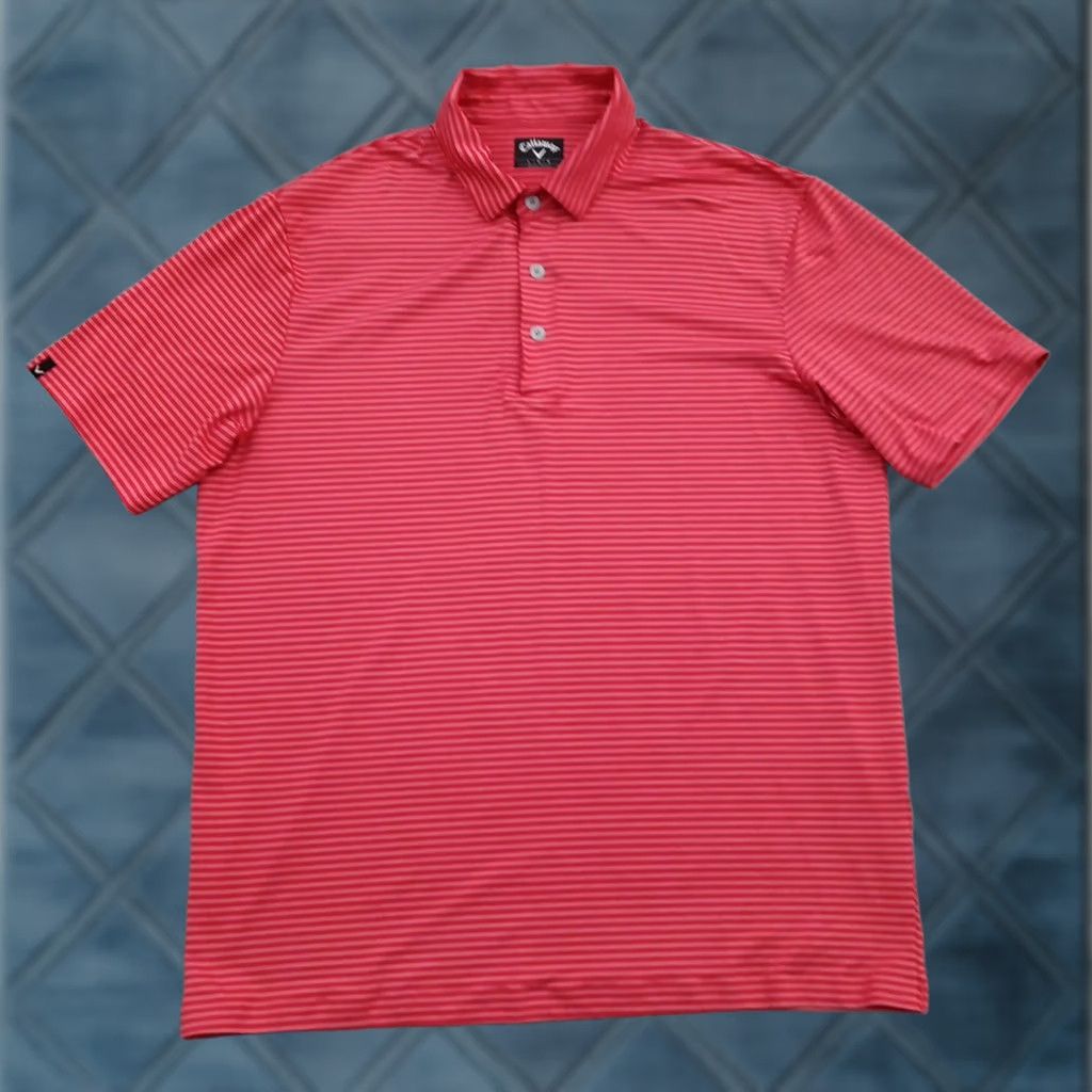 Callaway Callaway Polo Shirt Mens Large Pink Striped Short Sleeve Size US L / EU 52-54 / 3 - 1 Thumbnail