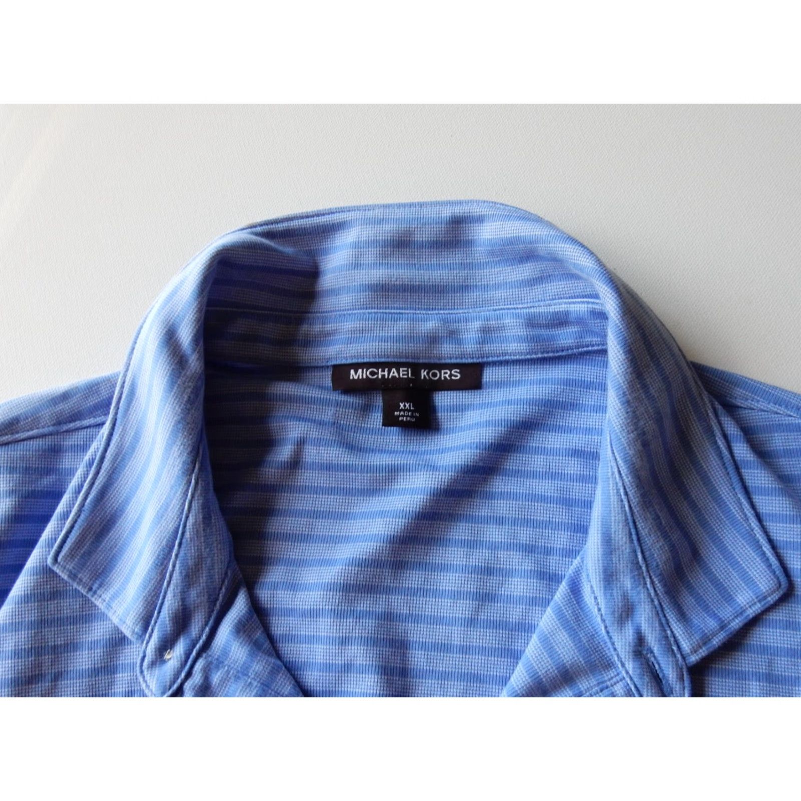Michael Kors Michael Kors Men's Short Sleeve Polo Shirt Size XXL Blue Striped 2XL Regular Polo Shirt Sleeve Short Sleeve Men Size XXL Michael Kors Brand Size US XXL / EU 58 / 5 - 4 Thumbnail