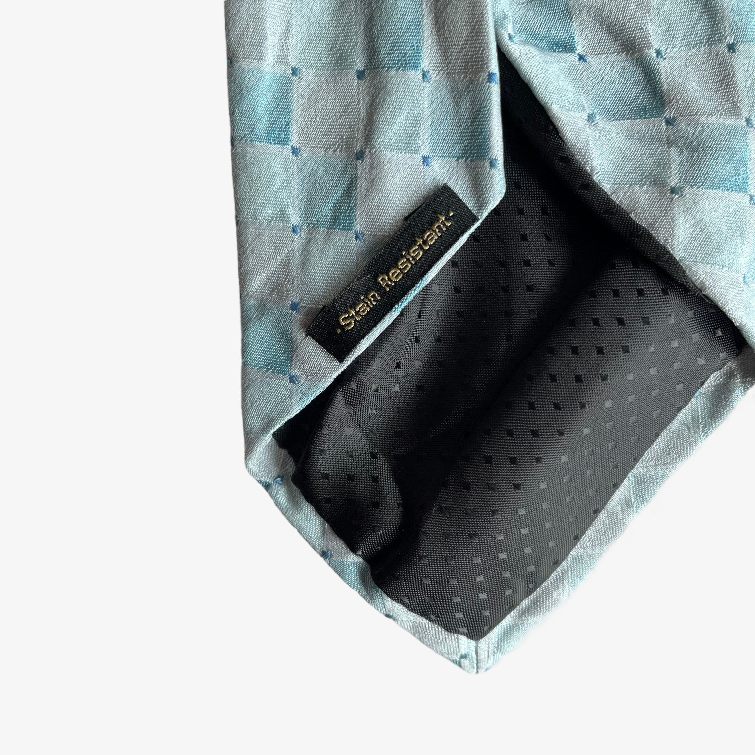 Van Heusen Vintage 90s Van Heusen Geometric Square Print Blue Silk Tie Size ONE SIZE - 4 Thumbnail