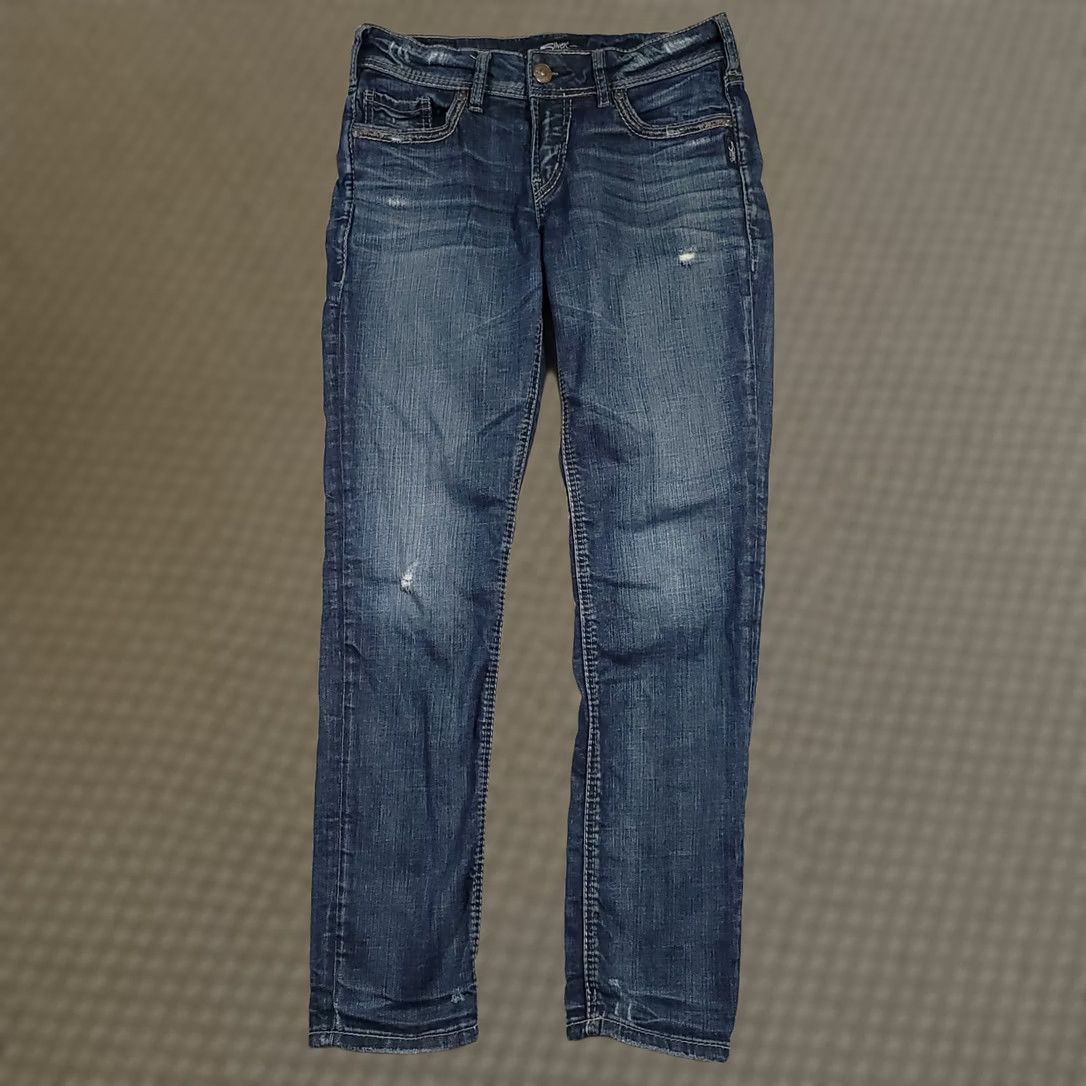 Silver Jeans Co. Silver Jeans SUKI Ankle SLIM Womens Size 28 Blue Denim Jeans Distressed Size 28" / US 6 / IT 42 - 1 Thumbnail