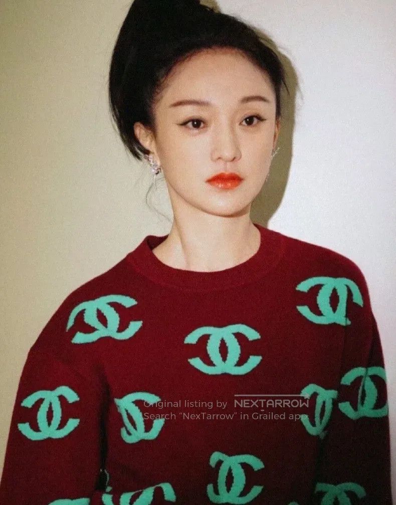 Chanel Chanel Dark red logo full-printed cashmere round-neck long Size XS / US 0-2 / IT 36-38 - 8 Thumbnail