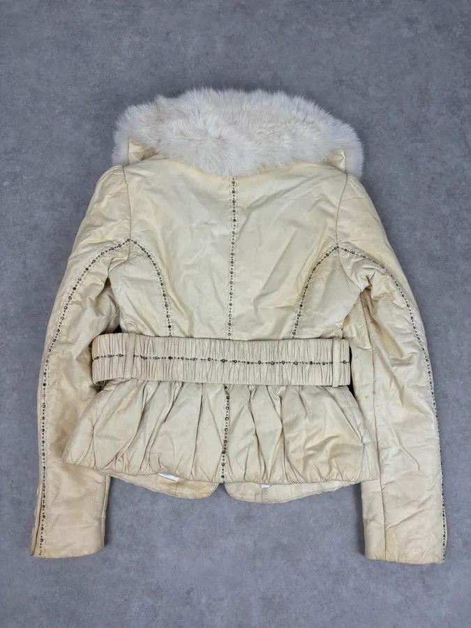 Roberto Cavalli Roberto Cavalli Cream Fur Collar Leather Jacket Size S / US 4 / IT 40 - 5 Thumbnail