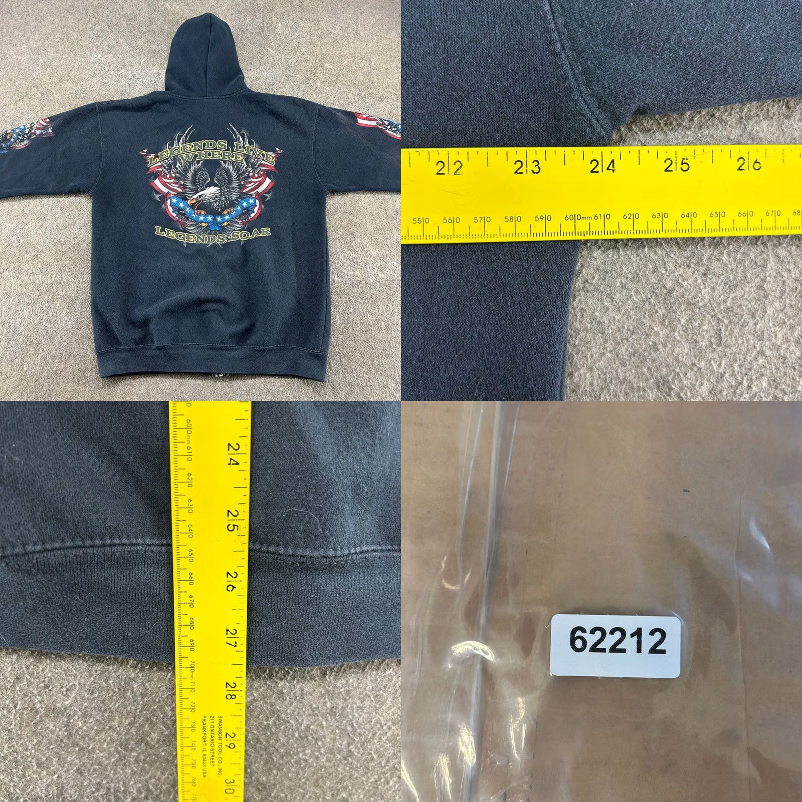 Vintage VINTAGE Hot Leathers Hoodie Men L Black Full Zip Eagle Cotton Biker USA Flag Y2K Mens Size US L / EU 52-54 / 3 - 10 Thumbnail