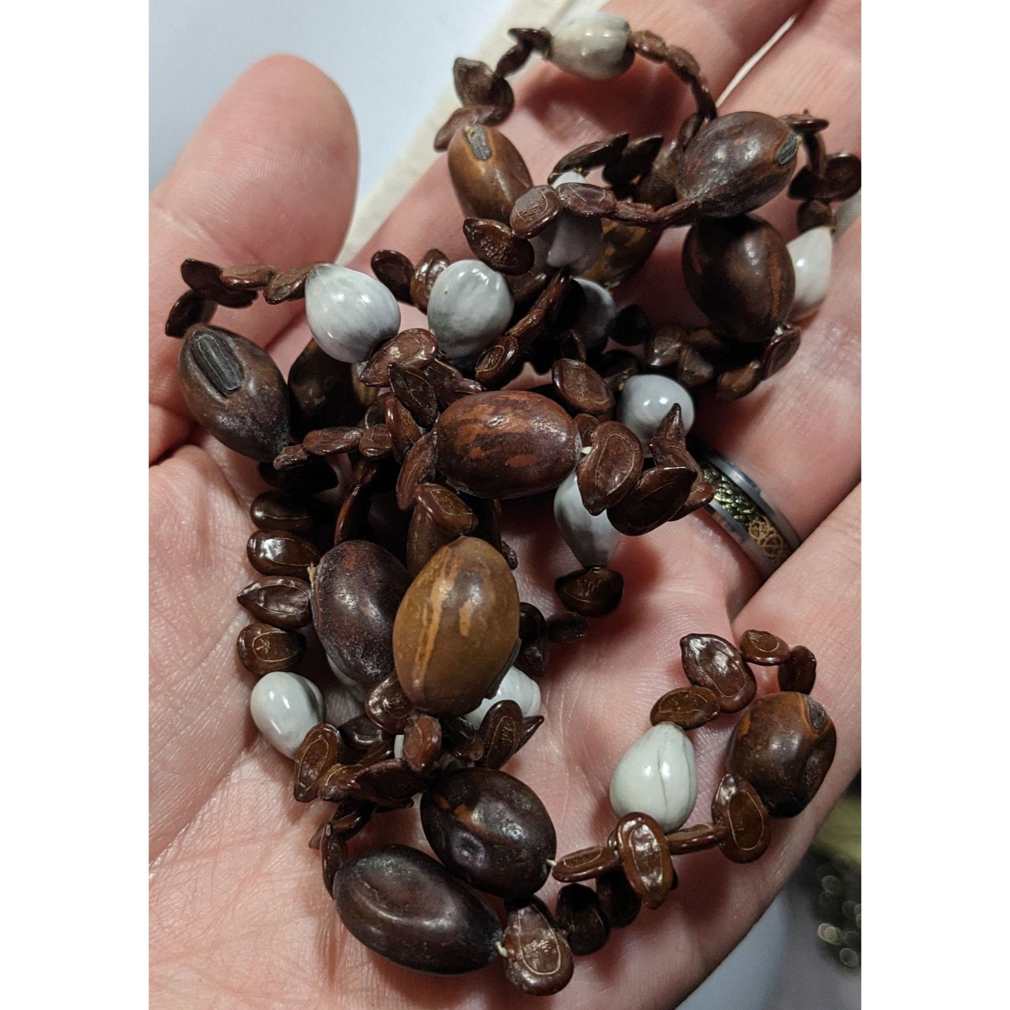 Other Nature Inspired Real Seed Brown And White Beaded Necklace Size ONE SIZE - 3 Thumbnail