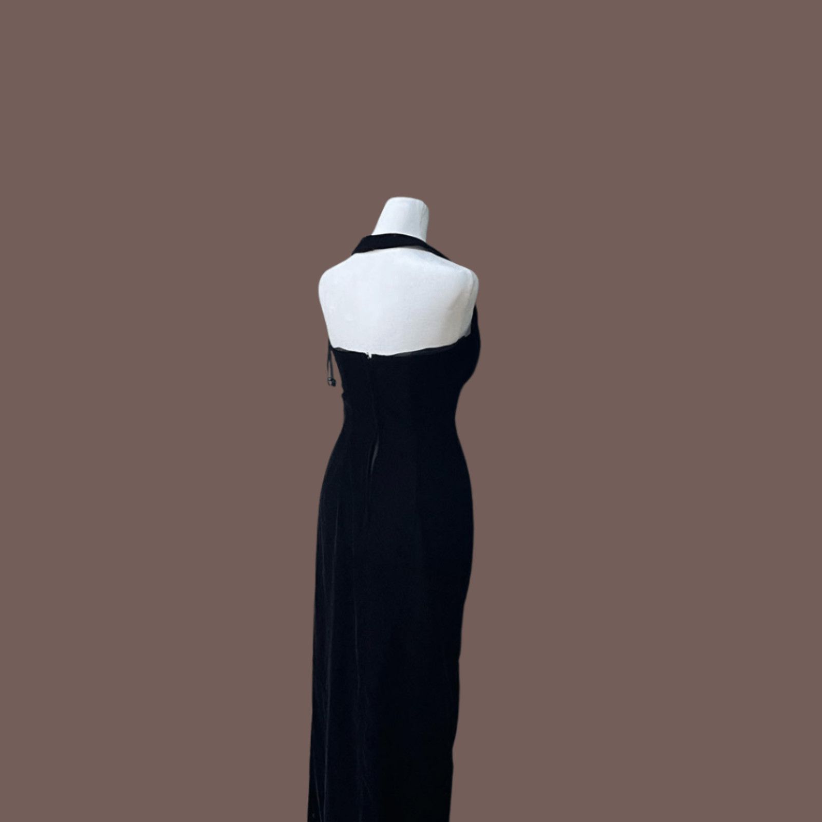 Jessica McClintock × Vintage VTG Halter Maxi Dress Gunne Sax Black Lace 90s Romance Noir Size M / US 6-8 / IT 42-44 - 2 Thumbnail
