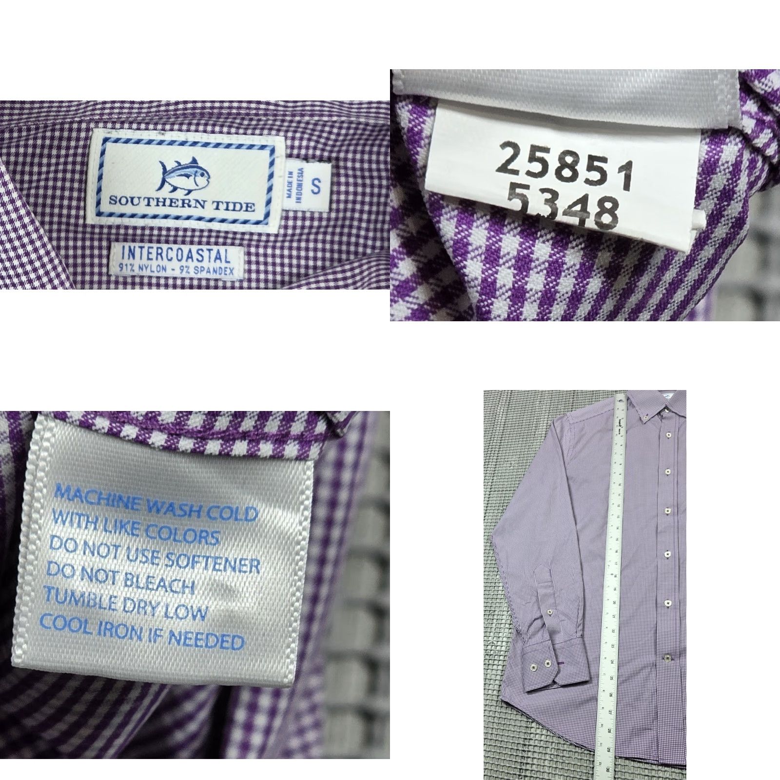 Southern Tide Southern Tide Button Up Shirt S Purple White Gingham Performance Intercoastal Size US S / EU 44-46 / 1 - 8 Thumbnail