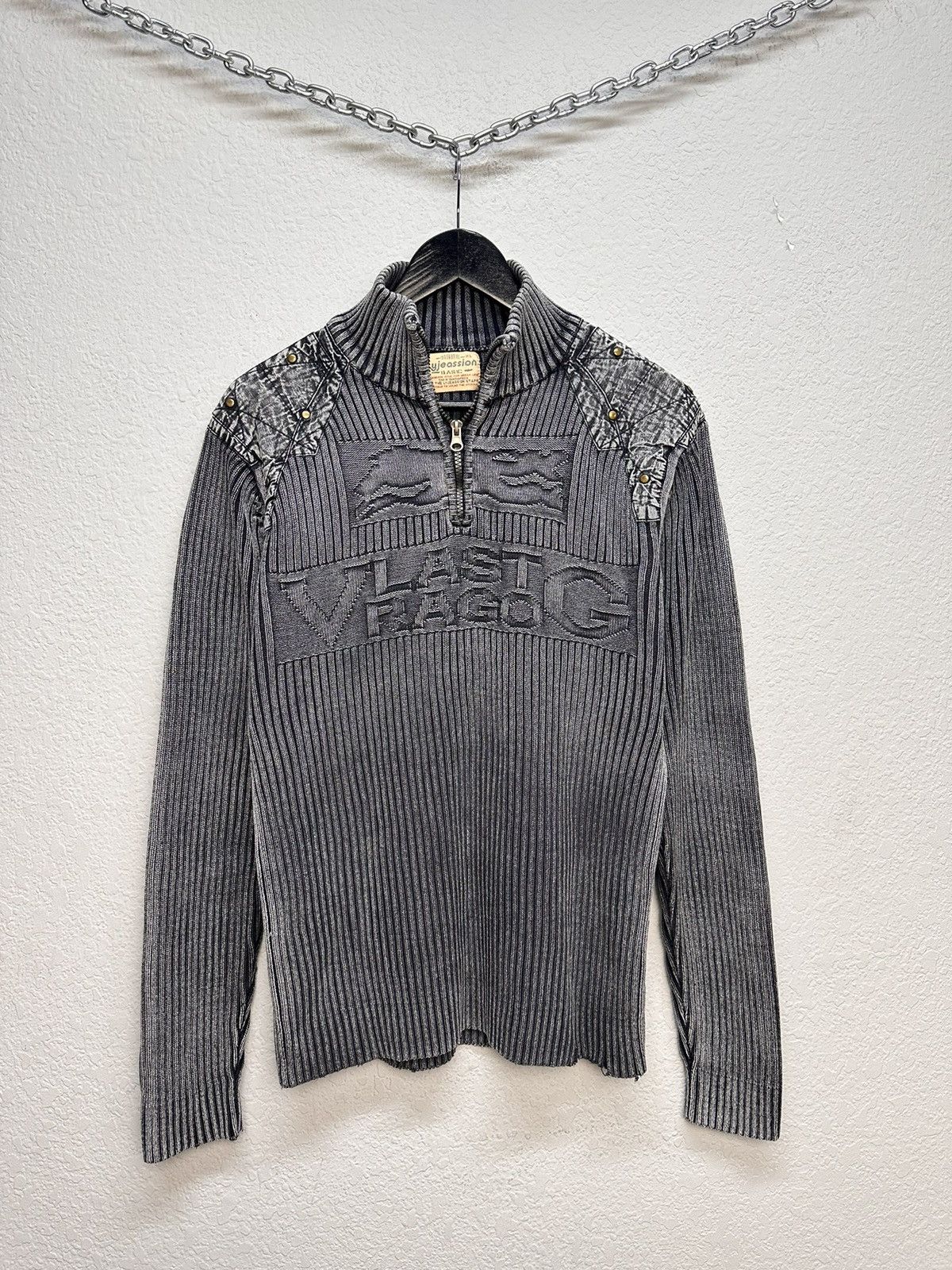 Other Lyjeassion gothic knit halfzip sweater distressed y2k style Size US XL / EU 56 / 4 - 2 Thumbnail