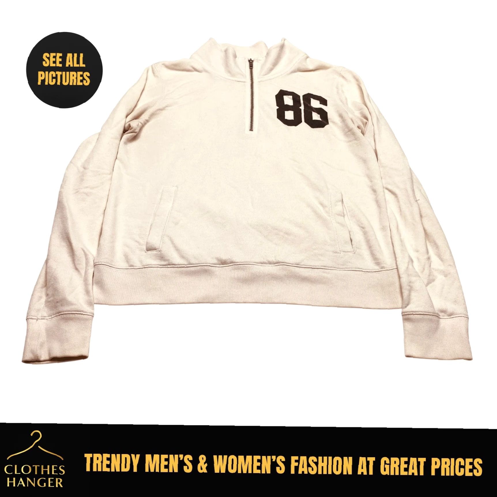 Victoria's Secret Victoria's Secret Sweatshirt Womens Large White Logo 86 7616 1/4 Zip Size L / US 10 / IT 46 - 2 Thumbnail
