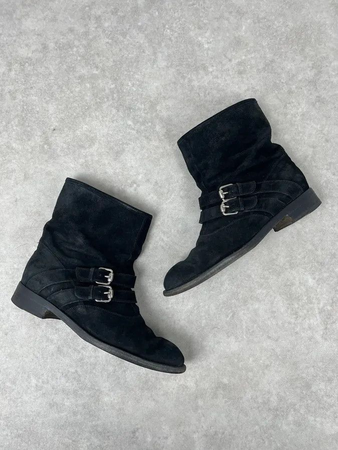 Gucci Gucci Black Two Buckle Suede Leather Boots Size US 8 / EU 41 - 3 Thumbnail