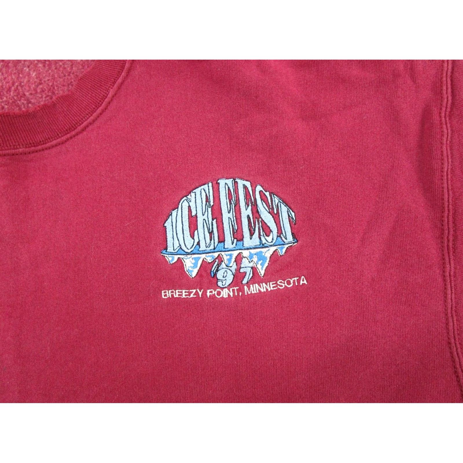 Vintage VTG 1997 Minnesota Ice Fest Embroidered Crewneck Sweatshirt Pullover XL Red Men Shirt 90s Sports Hockey Womens Mens Size US XL / EU 56 / 4 - 2 Thumbnail