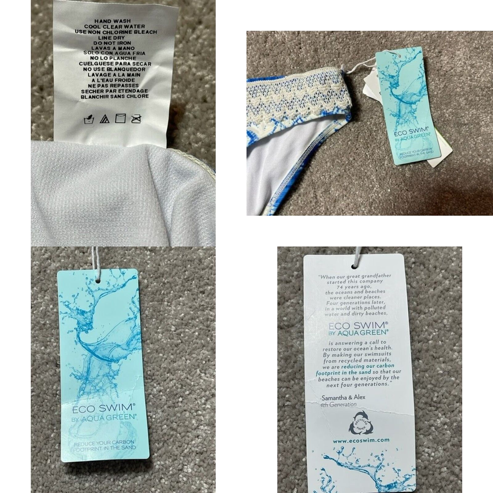 Swims Eco Swim Bikini Bottom Sz 12 Beach Festival Boho Coastal Lace Hippie Retro 70s Blue Tie Dye Women Bikini Bottom Mens no? Size 34" / US 12 / IT 48 - 8 Thumbnail