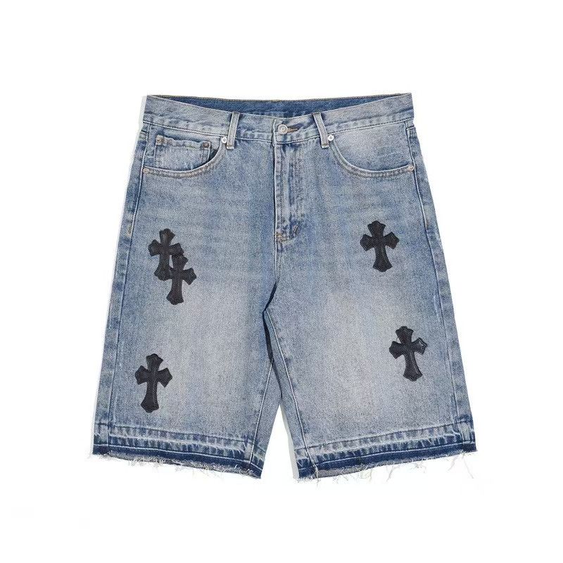 Vintage Blue street retro cross patch denim shorts y2k Size US 32 / EU 48 - 1 Thumbnail
