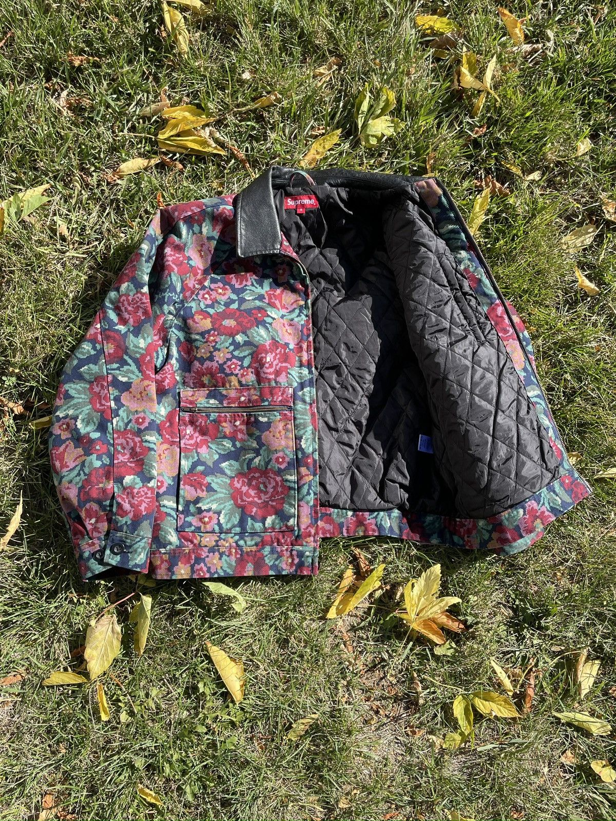Supreme Supreme Leather Collar Work Jacket Digi Floral Size US S / EU 44-46 / 1 - 2 Thumbnail