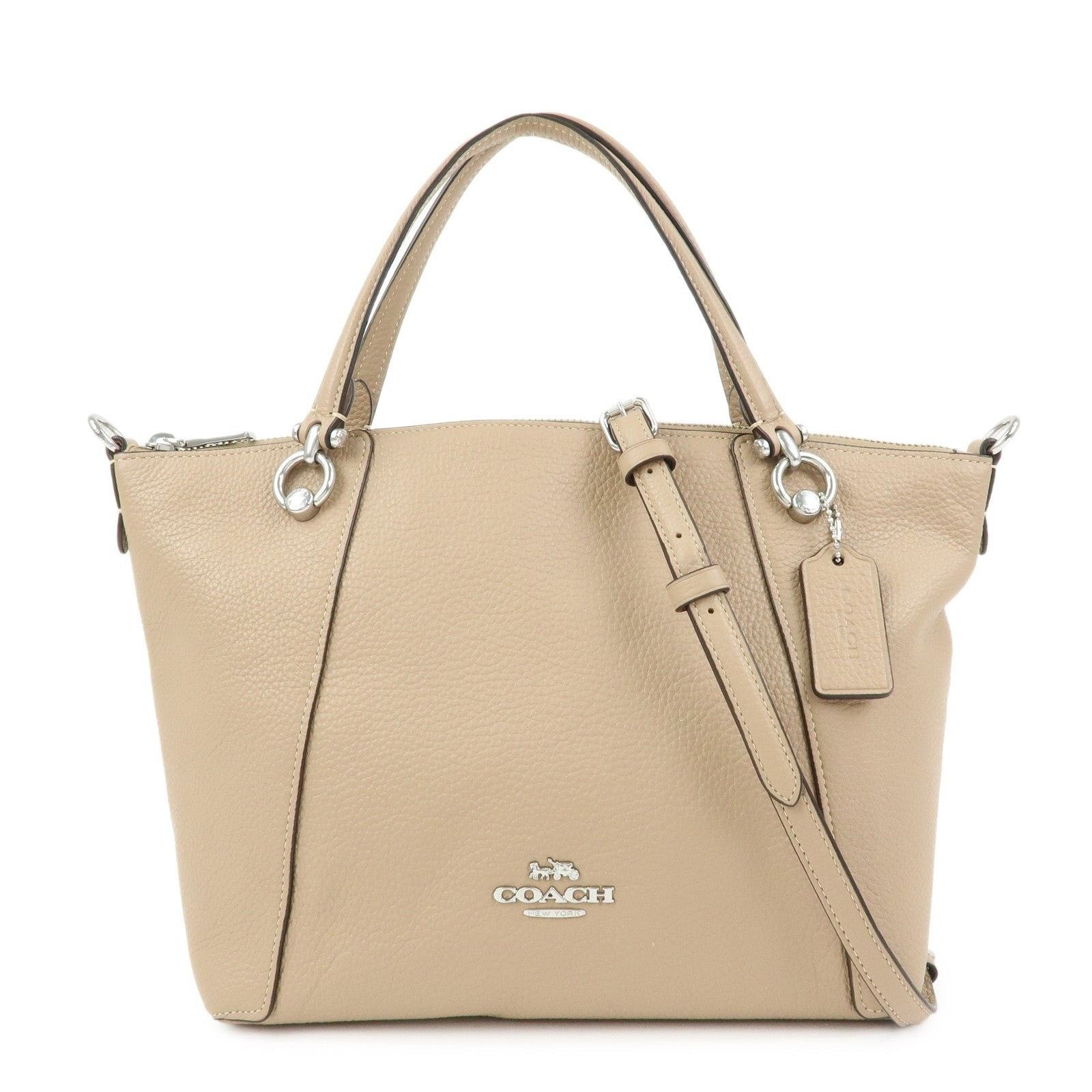 Coach Coach Kacey Leather Shoulder Bag Beige Size ONE SIZE - 1 Thumbnail