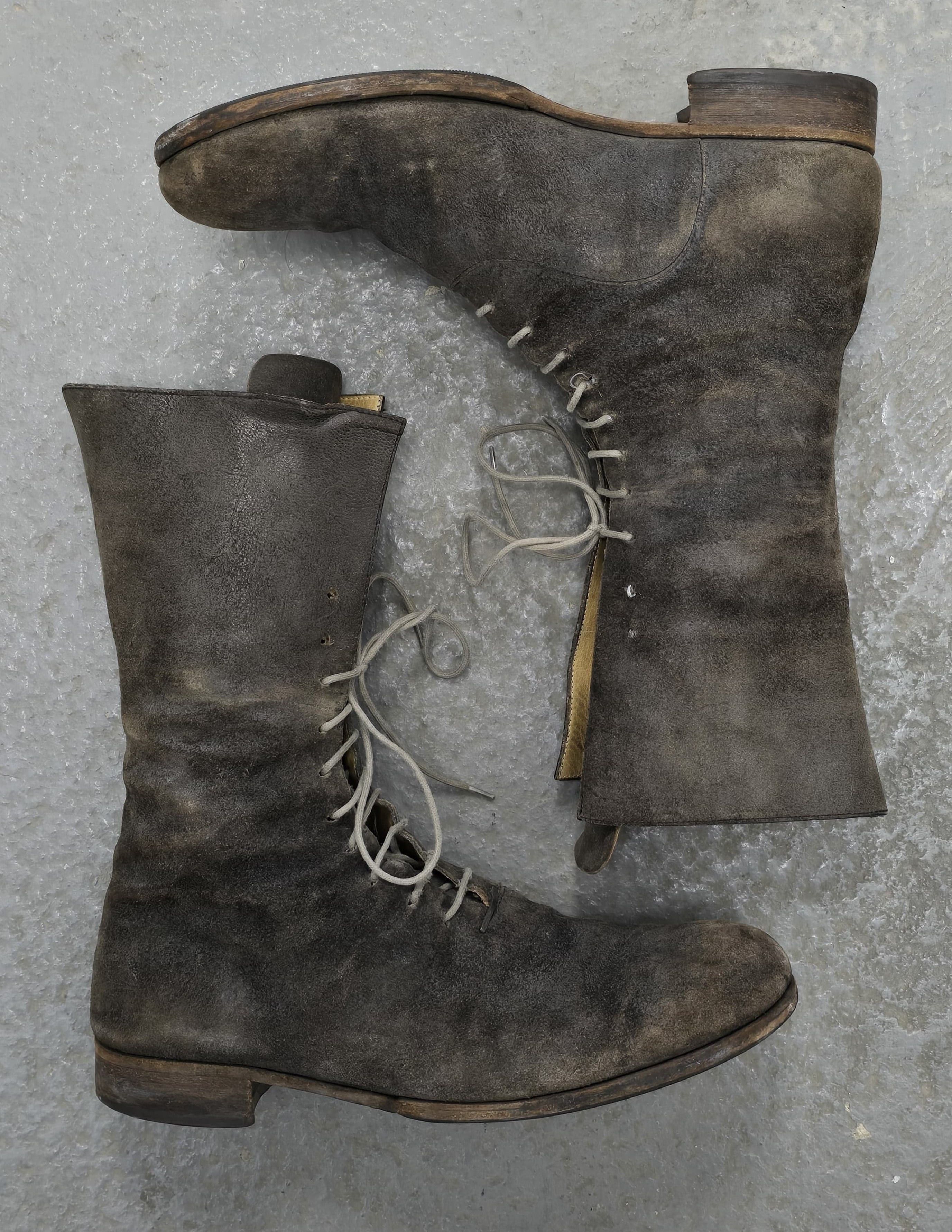 Ma+ M.A+ Tall Lace-up Reverse Cow Leather Gothic Boots Size US 9 / EU 42 - 1 Thumbnail