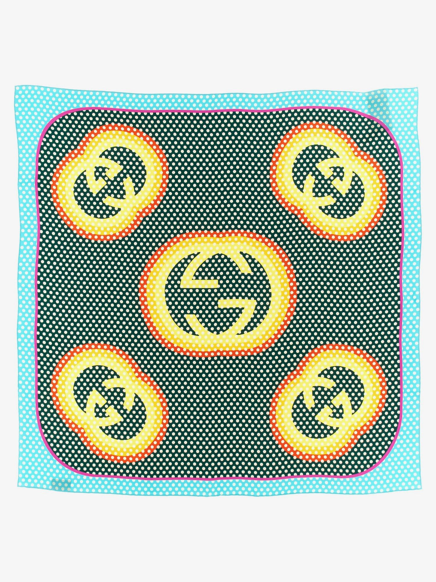 Gucci GUCCI interlocking G logo & polka dots silk square scarf Size ONE SIZE - 1 Thumbnail