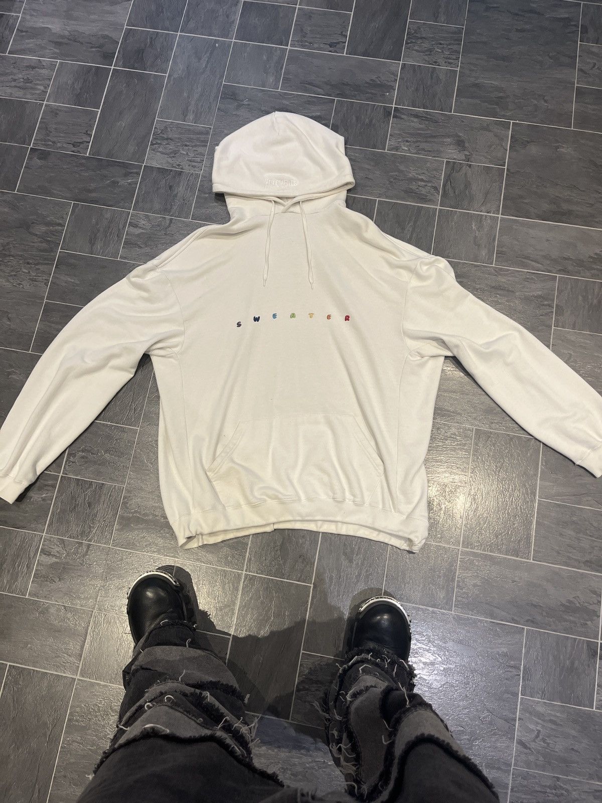 【VETEMENTS】ホワイト Only Vetements オーバーサイズ フーディ VETEMENTS sweatshirt Only Vetements Oversized PRM EU