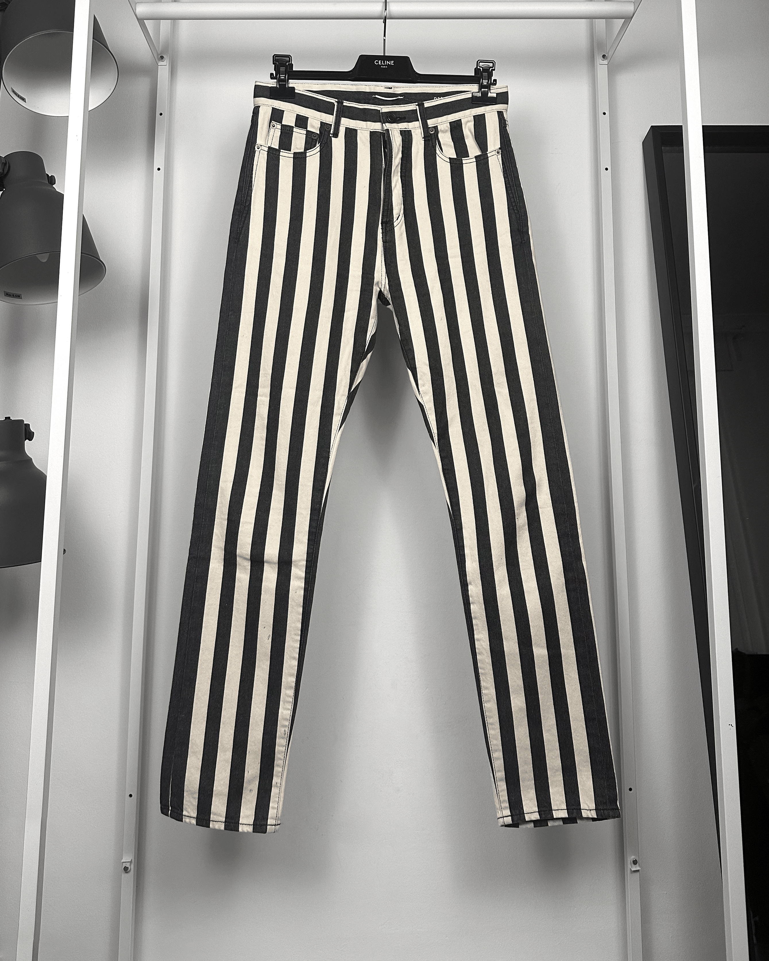 Saint Laurent Paris Saint Laurent Striped Prisoner Skinny Jeans Size US 31 - 1 Thumbnail