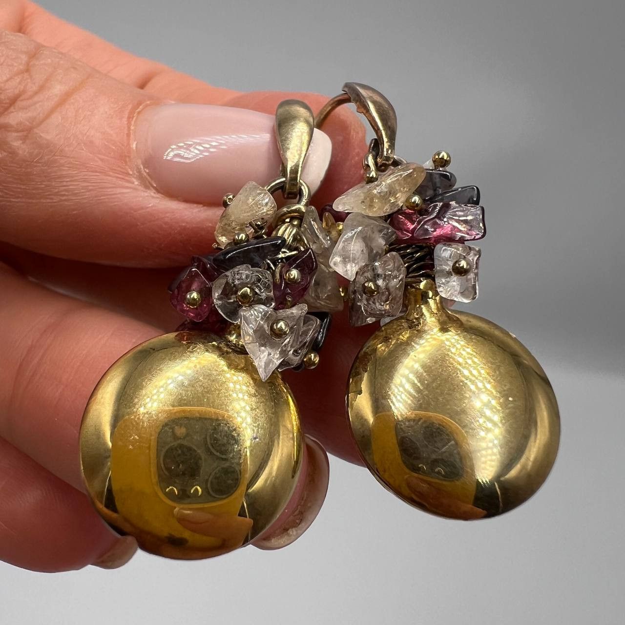 Vintage Gilt Sterling Silver Vintage Earrings Quartz Gemstone Signed Size ONE SIZE - 5 Thumbnail