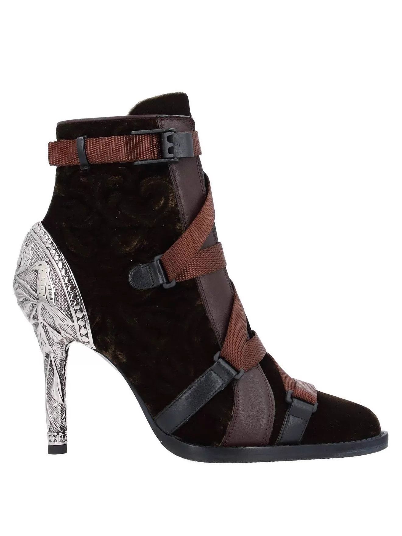 Chloe Chloe 2018 FW Carved Metal Heel Velvet Strap Booties 39 Size US 8.5 / IT 38.5 - 2 Thumbnail
