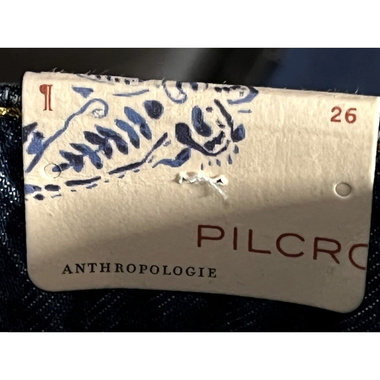 Vintage Pilcro for Anthropologie Jeans High Waist Wide-Leg Blue Paint Splatter Women Regular Size 26 NWT Flaw Missing Rivet Size 26" / US 2 / IT 38 - 6 Thumbnail