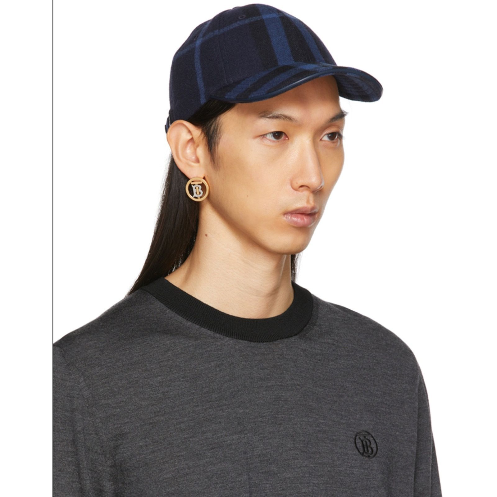 Burberry 🔴 Burberry Wool Check Baseball Cap - Ink Blue Black - XS Size ONE SIZE - 6 Thumbnail