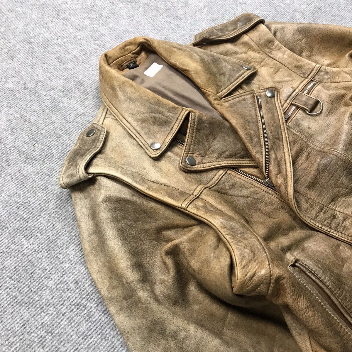 Other LEATHER JACKET DOUBLE COLLAR BROWN FADED BIKER JACKET Size US M / EU 48-50 / 2 - 4 Thumbnail