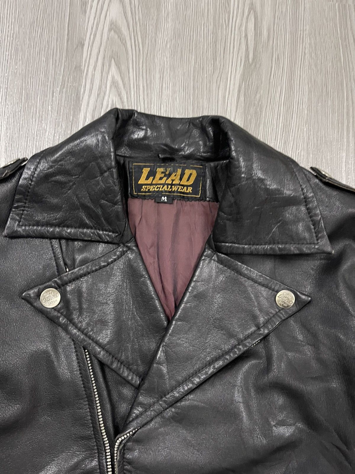 Japanese Brand × Vintage LEAD TOKYO JAPAN SPECIALWEAR DOUBLE COLLAR LEATHER JACKET Size M / US 6-8 / IT 42-44 - 13 Thumbnail