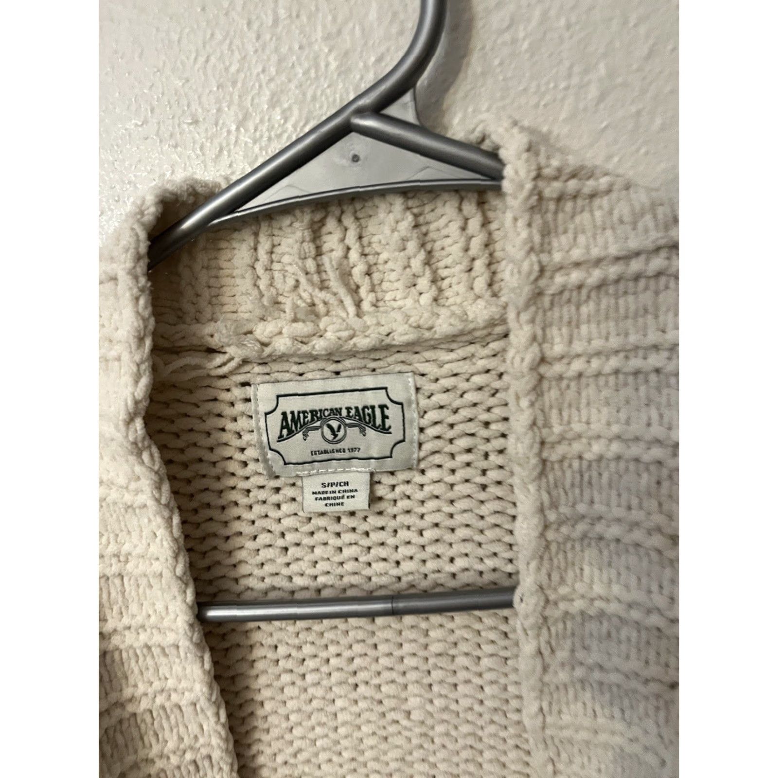 American Eagle Outfitters American Eagle Outfitters Cardigan Sweater Womens Beige Size Small Open Front Hood Size S / US 4 / IT 40 - 2 Thumbnail